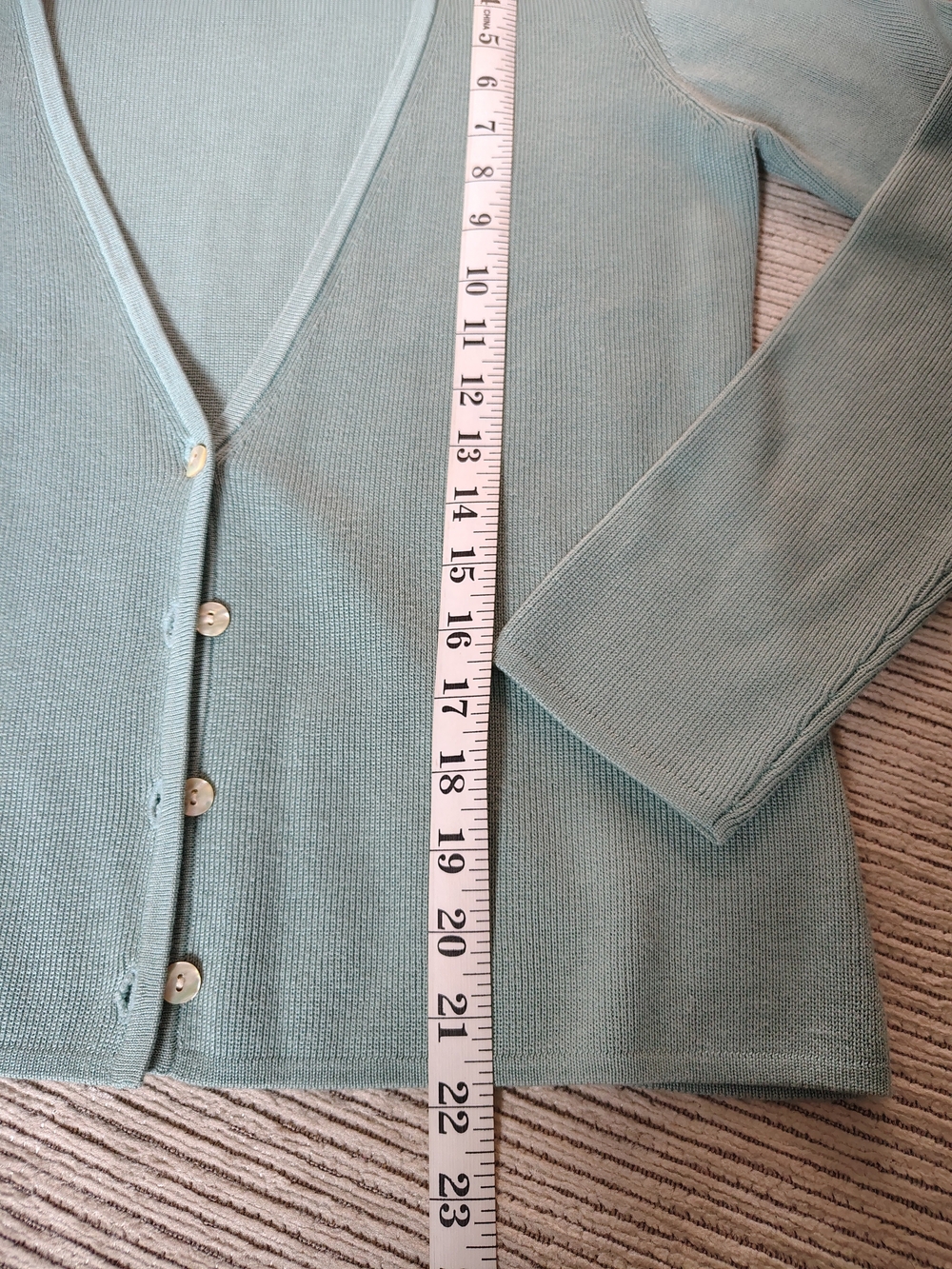 Tommy Bahama Light Teal Cotton-Silk Button Front Cardigan - Picture 6 of 7